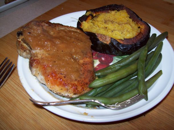 Pork chops with Cider, horse radish  glaze